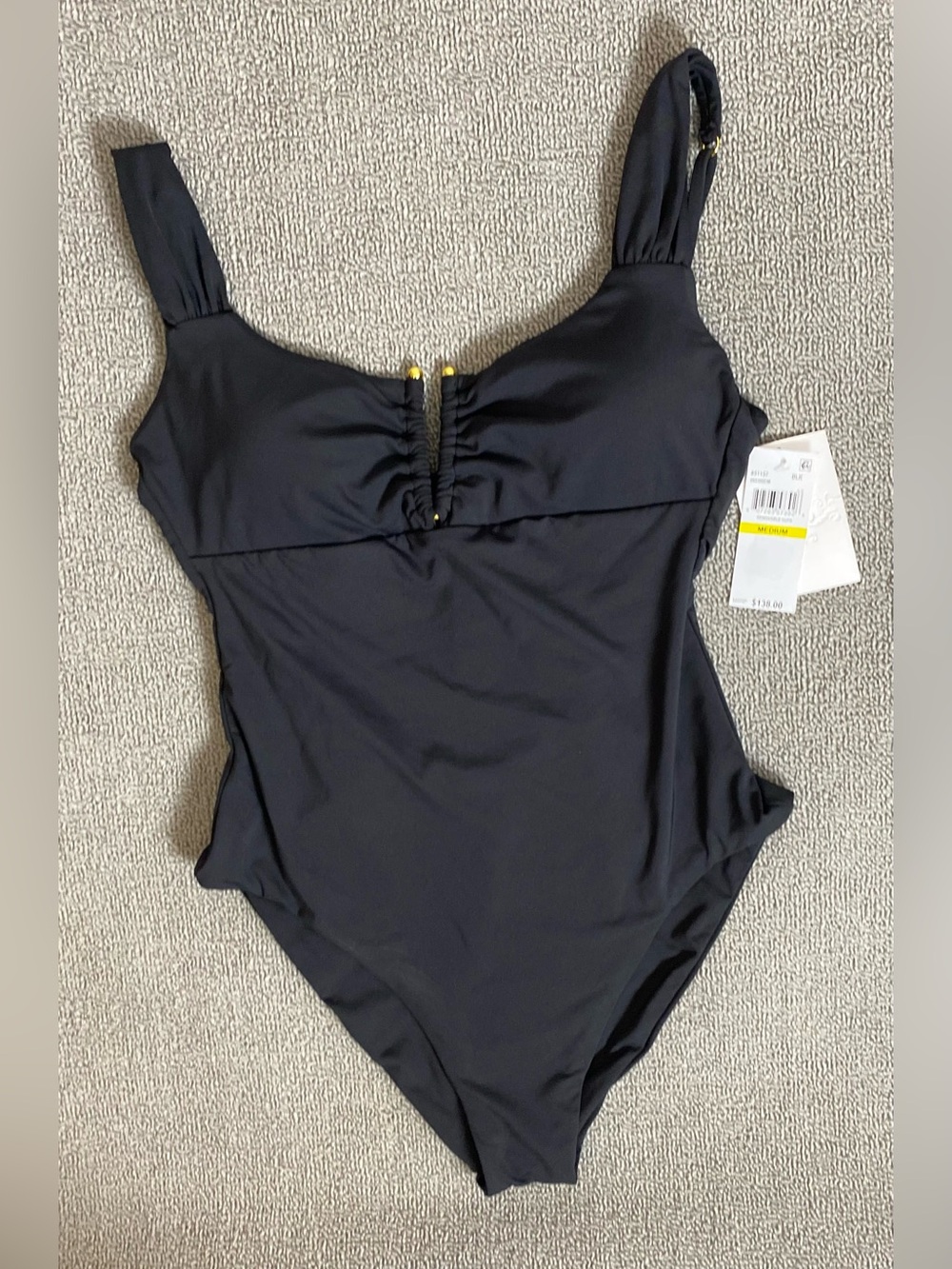 BECCA Black One-Piece Swimsuit- Summer Beach Vacation Minimalist Modest Coverage